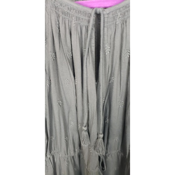 Old Navy Dress XL Black Ditsy Floral Boho Peasant Cottagecore Midi Tiered - Picture 4 of 5